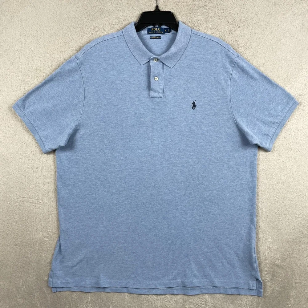 Polo Ralph Lauren Shirt Mens XL Blue Black Pony Slim Fit Short Sleeve Office